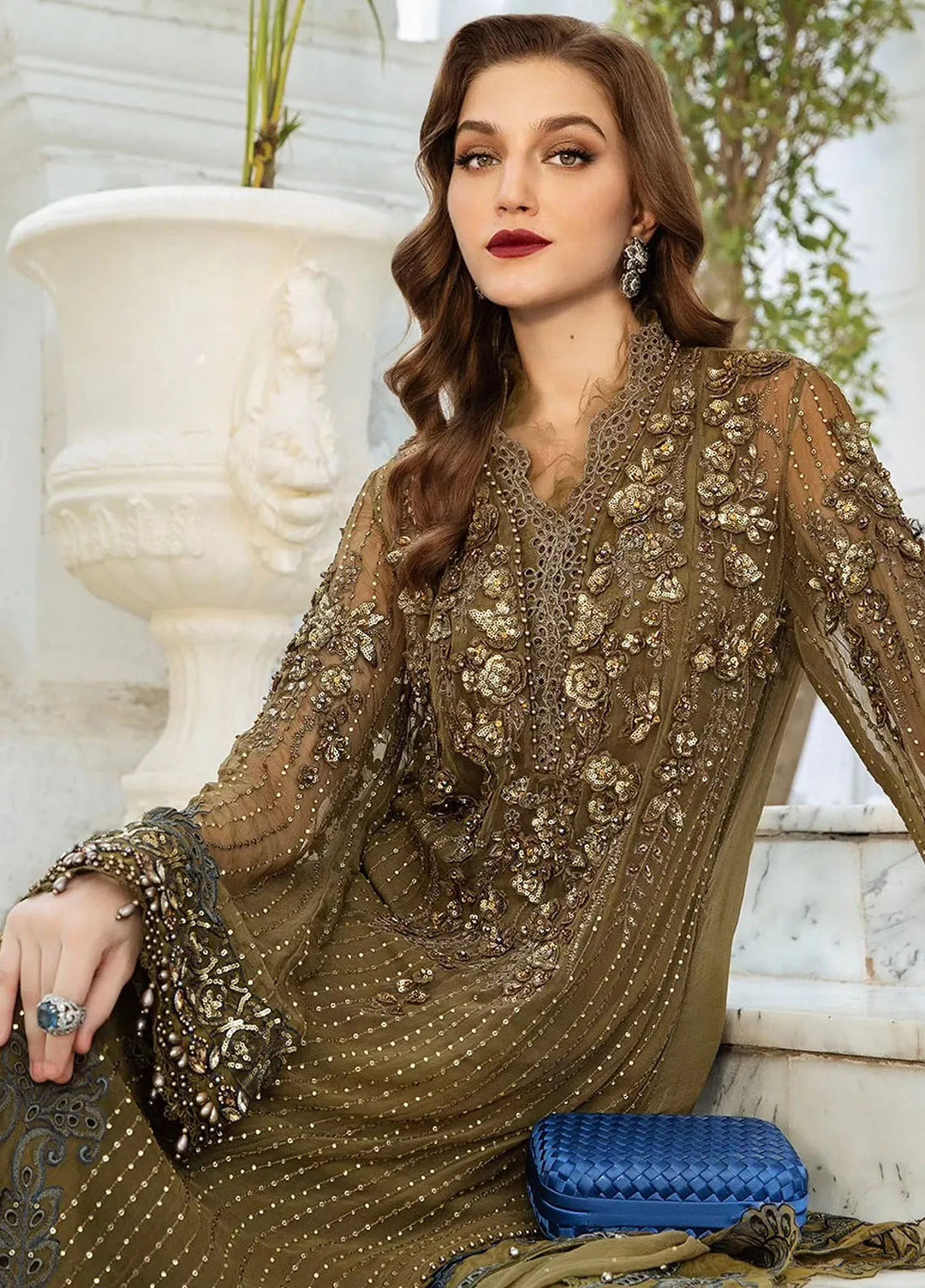 Maria B Embroidered Chiffon Suit Unstitched 3 Piece MB24C D-08 - Formal Collection