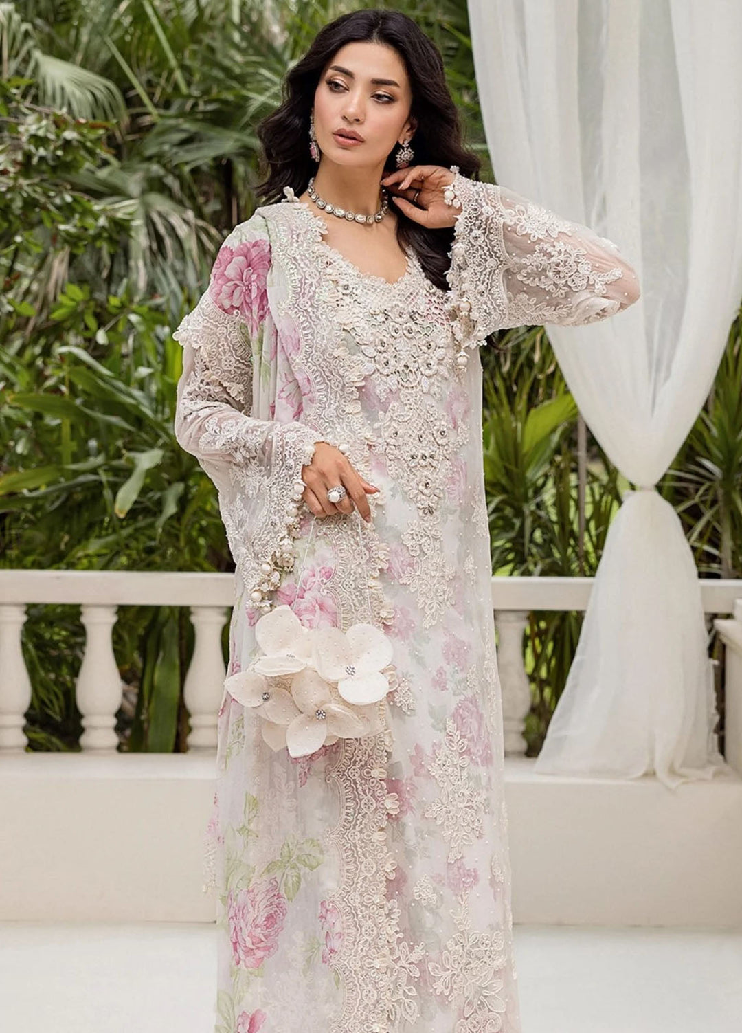 Maria B Embroidered Chiffon Suits Unstitched 3 Piece MB25CU D-01 - Formals Collection