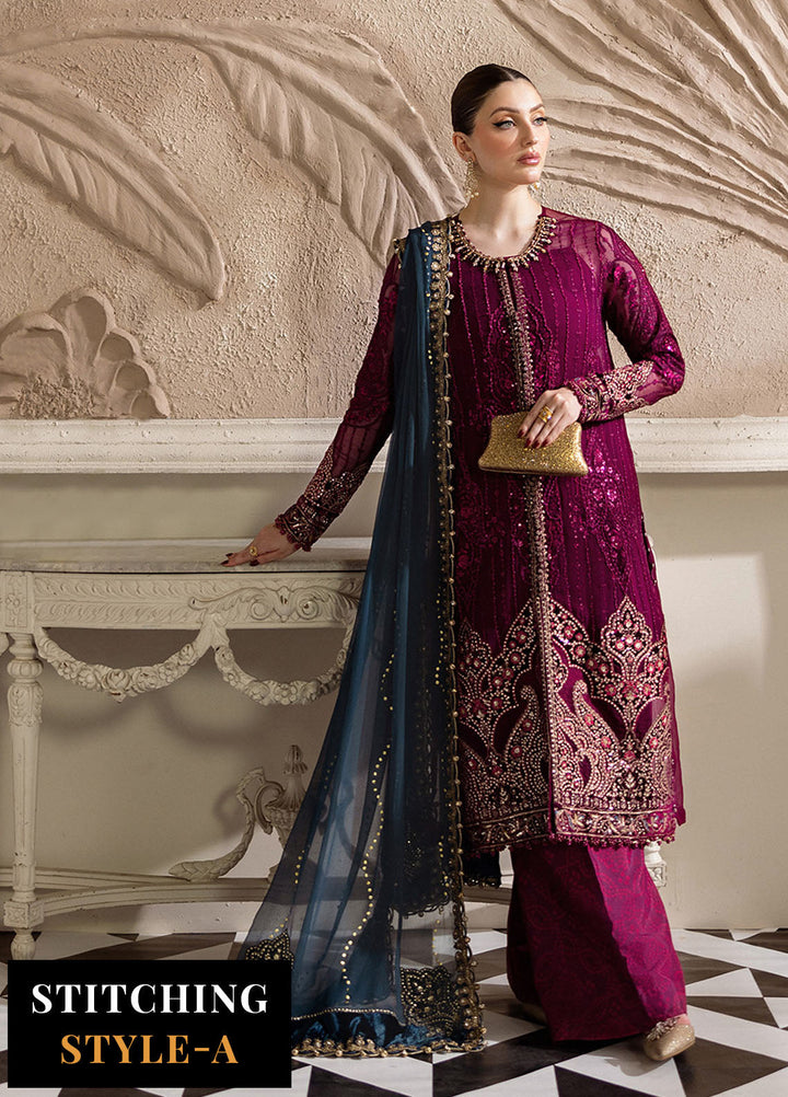 Minor Defect - Maria B Embroidered Chiffon Suits Unstitched 3 Piece MB25CU D-02 - Formals Collection