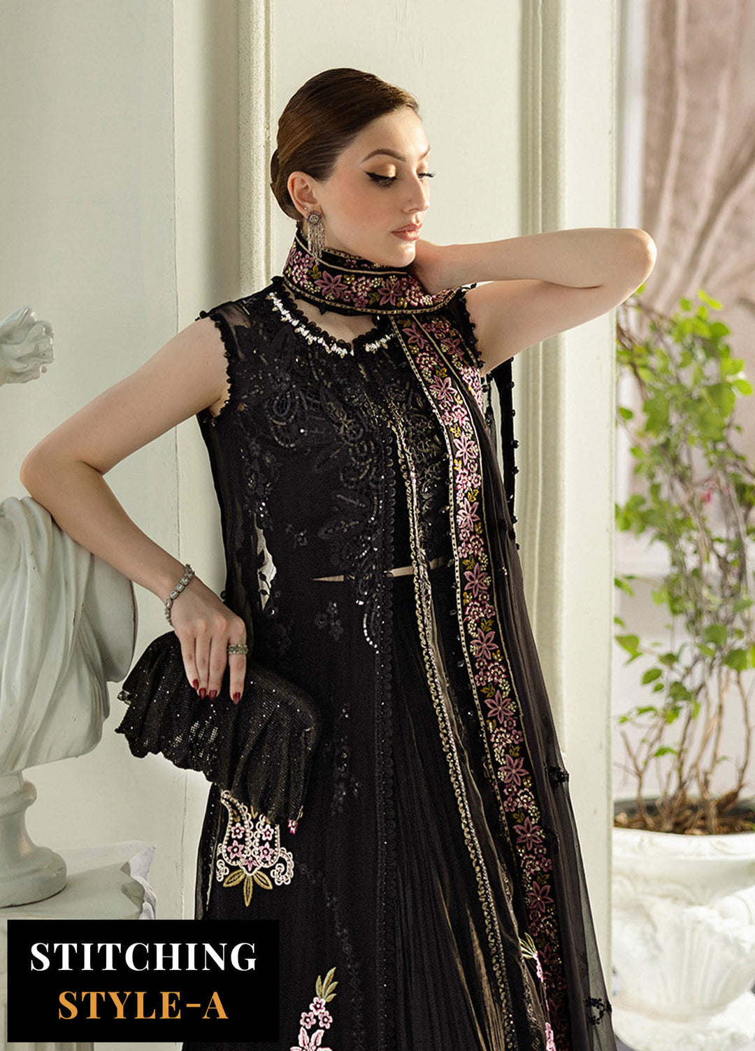 Minor Defect - Maria B Embroidered Chiffon Suits Unstitched 3 Piece MB25CU D-04 - Formals Collection