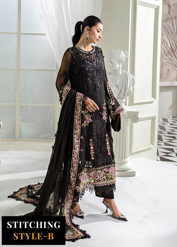 Minor Defect - Maria B Embroidered Chiffon Suits Unstitched 3 Piece MB25CU D-04 - Formals Collection