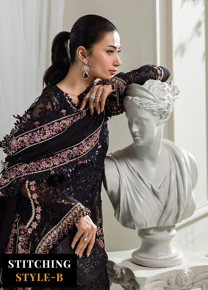 Minor Defect - Maria B Embroidered Chiffon Suits Unstitched 3 Piece MB25CU D-04 - Formals Collection