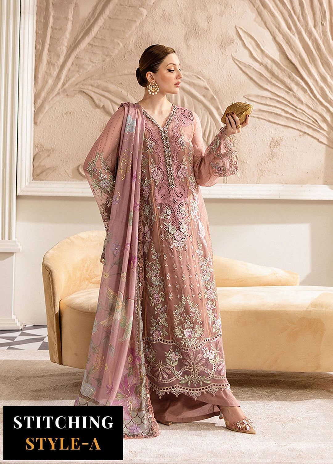 Maria B Embroidered Chiffon Suits Unstitched 3 Piece MB25CU D-05 - Formals Collection