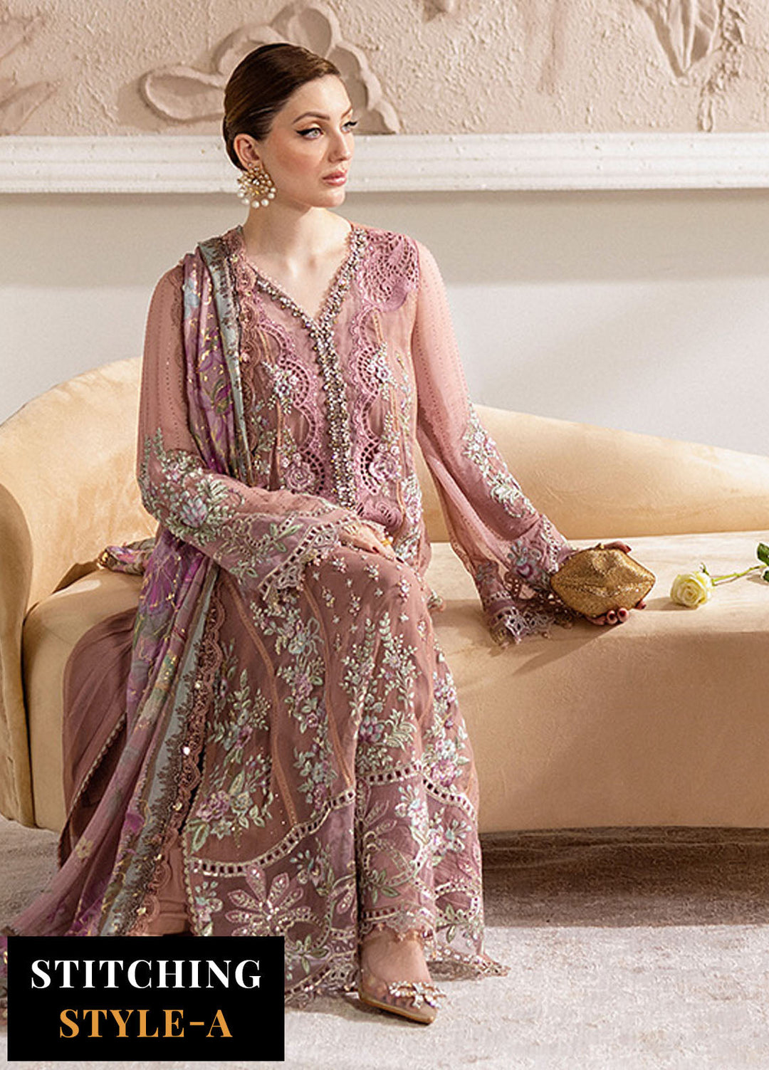 Maria B Embroidered Chiffon Suits Unstitched 3 Piece MB25CU D-05 - Formals Collection