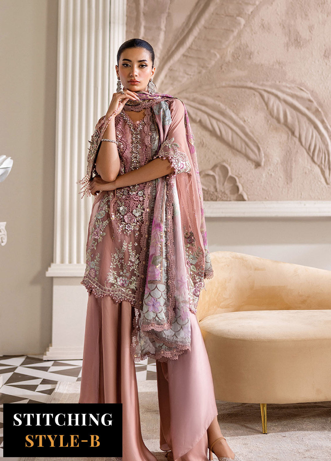 Maria B Embroidered Chiffon Suits Unstitched 3 Piece MB25CU D-05 - Formals Collection