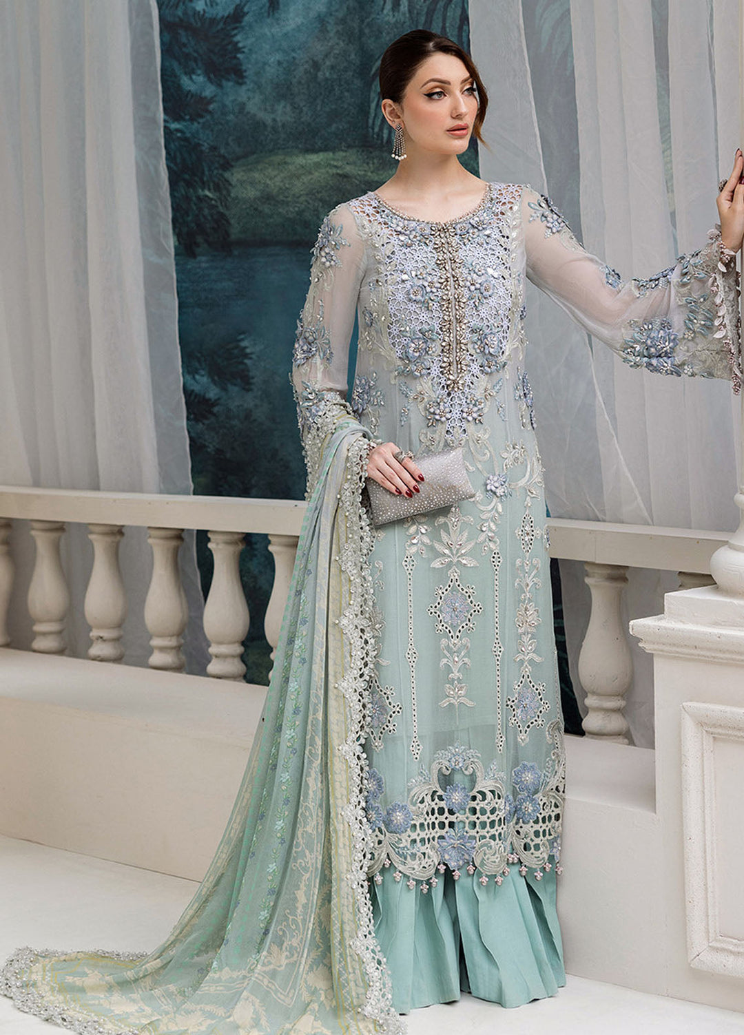 Maria B Embroidered Chiffon Suits Unstitched 3 Piece MB25CU D-08 - Formals Collection