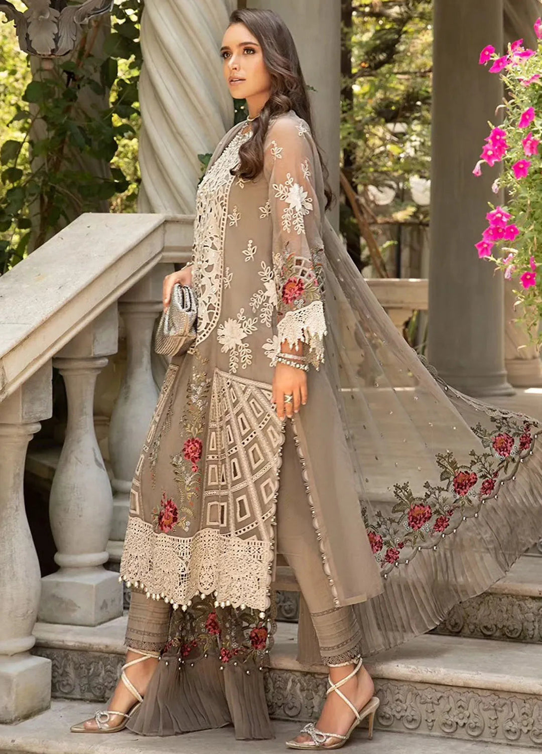 Maria B Embroidered Lawn Suit Unstitched 3 Piece MB24E D-01 - Luxury Collection