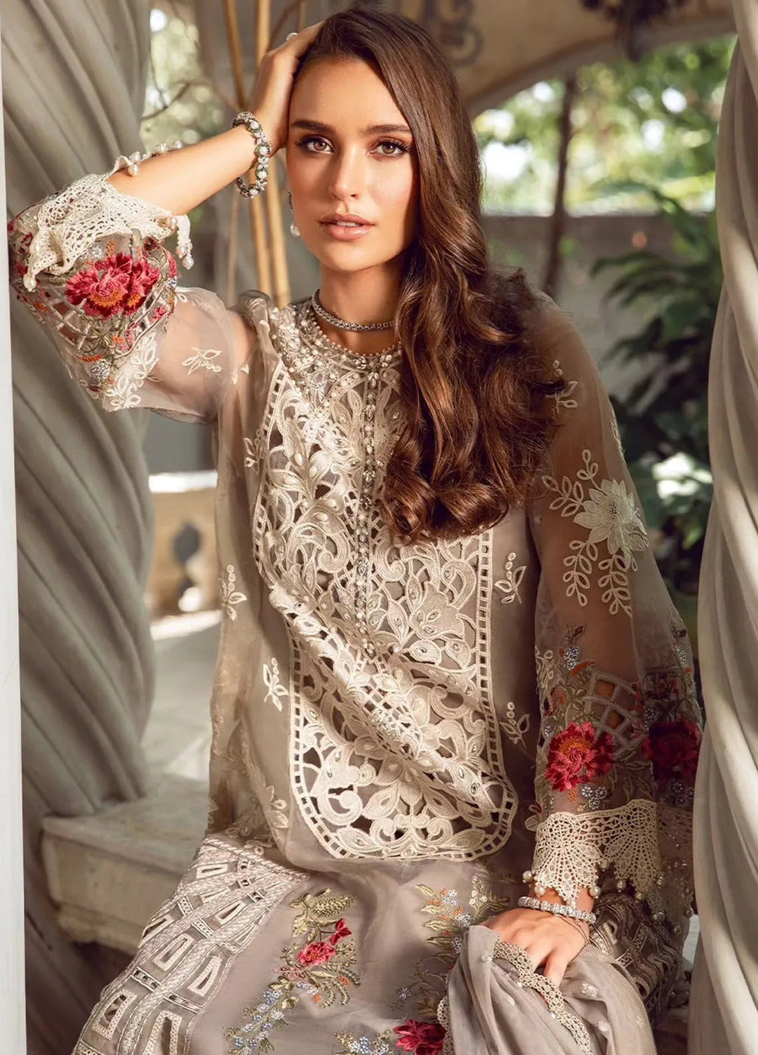 Maria B Embroidered Lawn Suit Unstitched 3 Piece MB24E D-01 - Luxury Collection