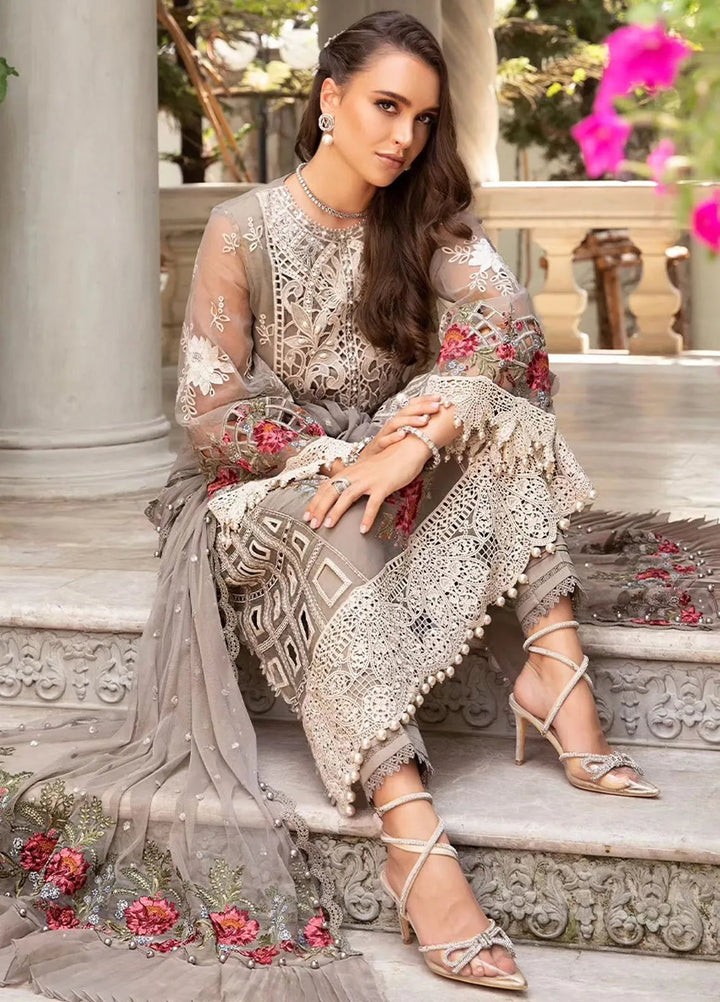 Maria B Embroidered Lawn Suit Unstitched 3 Piece MB24E D-01 - Luxury Collection