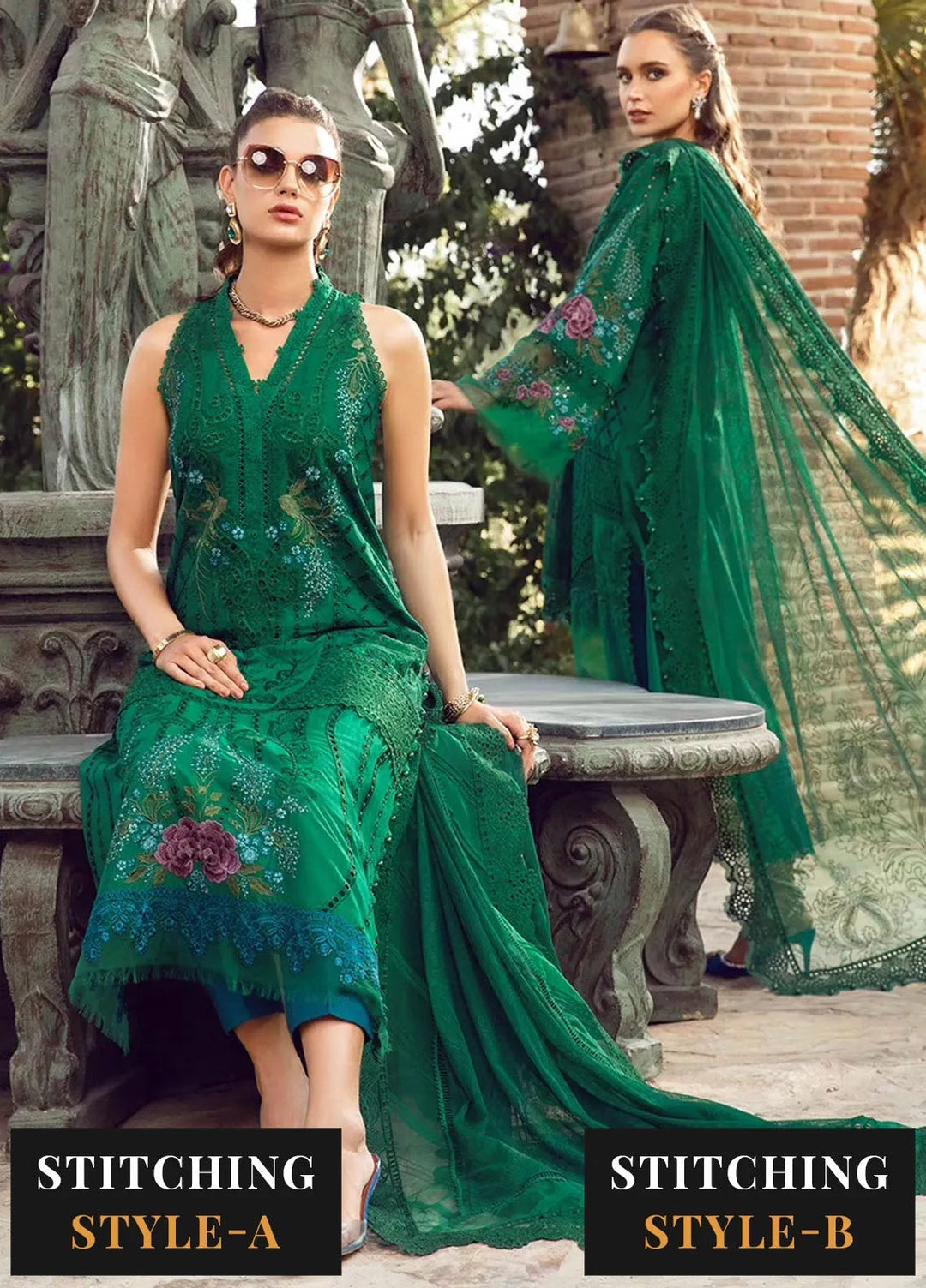 Maria B Embroidered Lawn Suit Unstitched 3 Piece MB24E D-02 - Luxury Collection