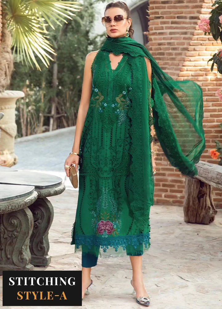 Maria B Embroidered Lawn Suit Unstitched 3 Piece MB24E D-02 - Luxury Collection