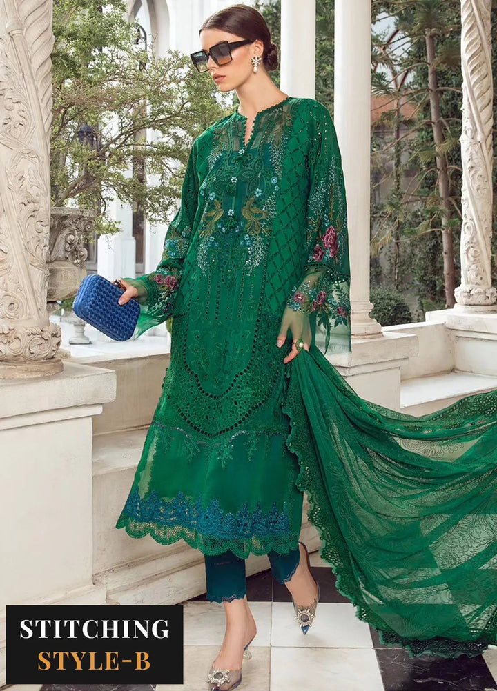 Maria B Embroidered Lawn Suit Unstitched 3 Piece MB24E D-02 - Luxury Collection