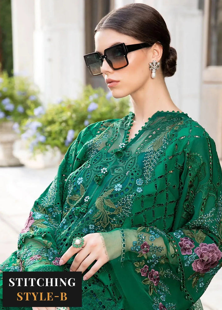 Maria B Embroidered Lawn Suit Unstitched 3 Piece MB24E D-02 - Luxury Collection