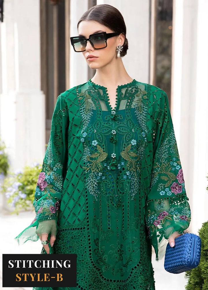 Maria B Embroidered Lawn Suit Unstitched 3 Piece MB24E D-02 - Luxury Collection