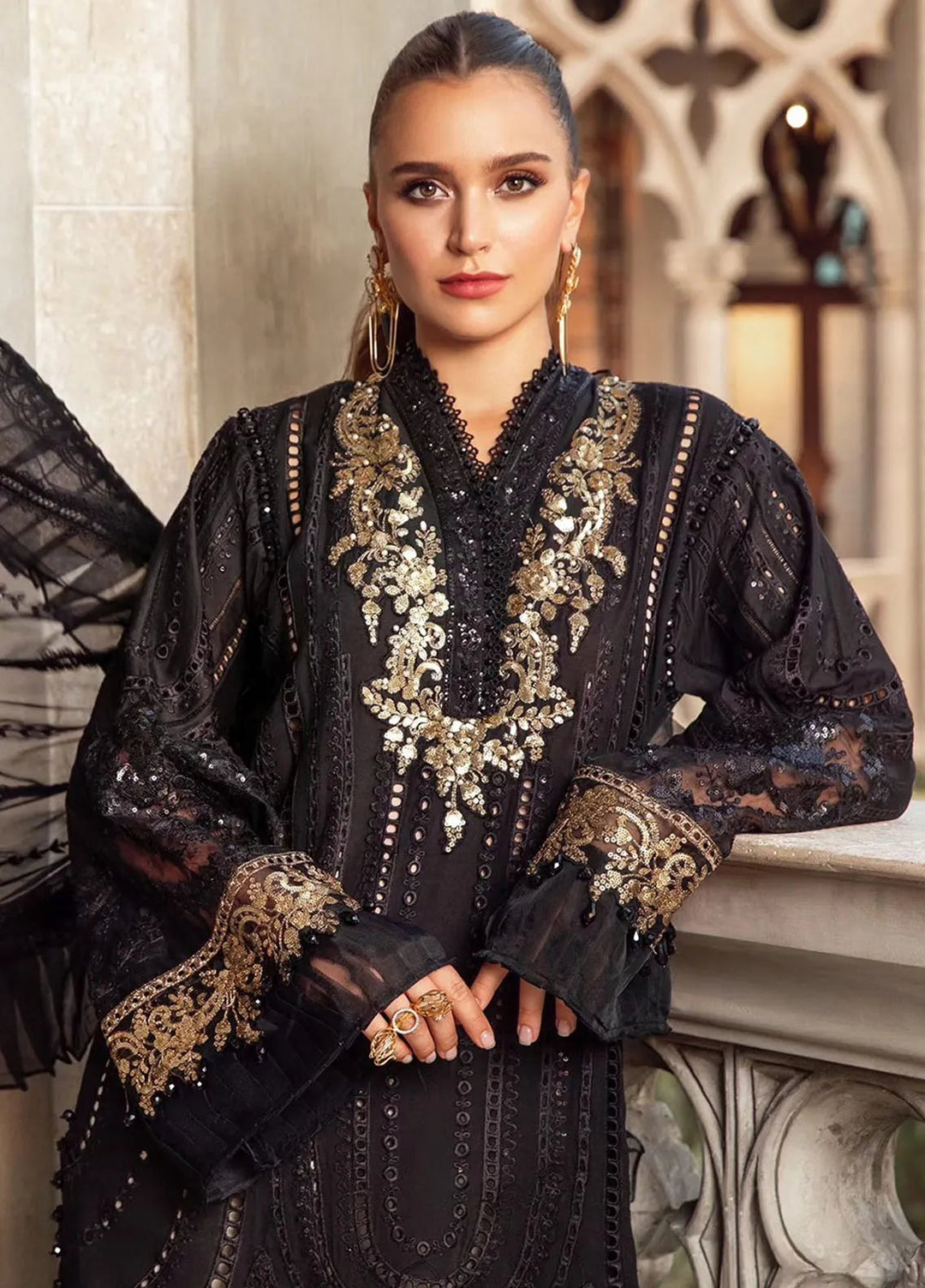 Maria B Embroidered Lawn Suit Unstitched 3 Piece MB24E D-03 - Luxury Collection