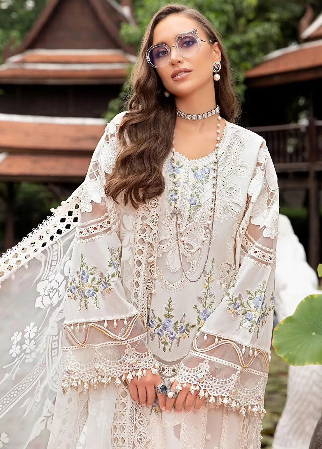 Maria B Embroidered Lawn Suit Unstitched 3 Piece MB24E D-04 - Luxury Collection