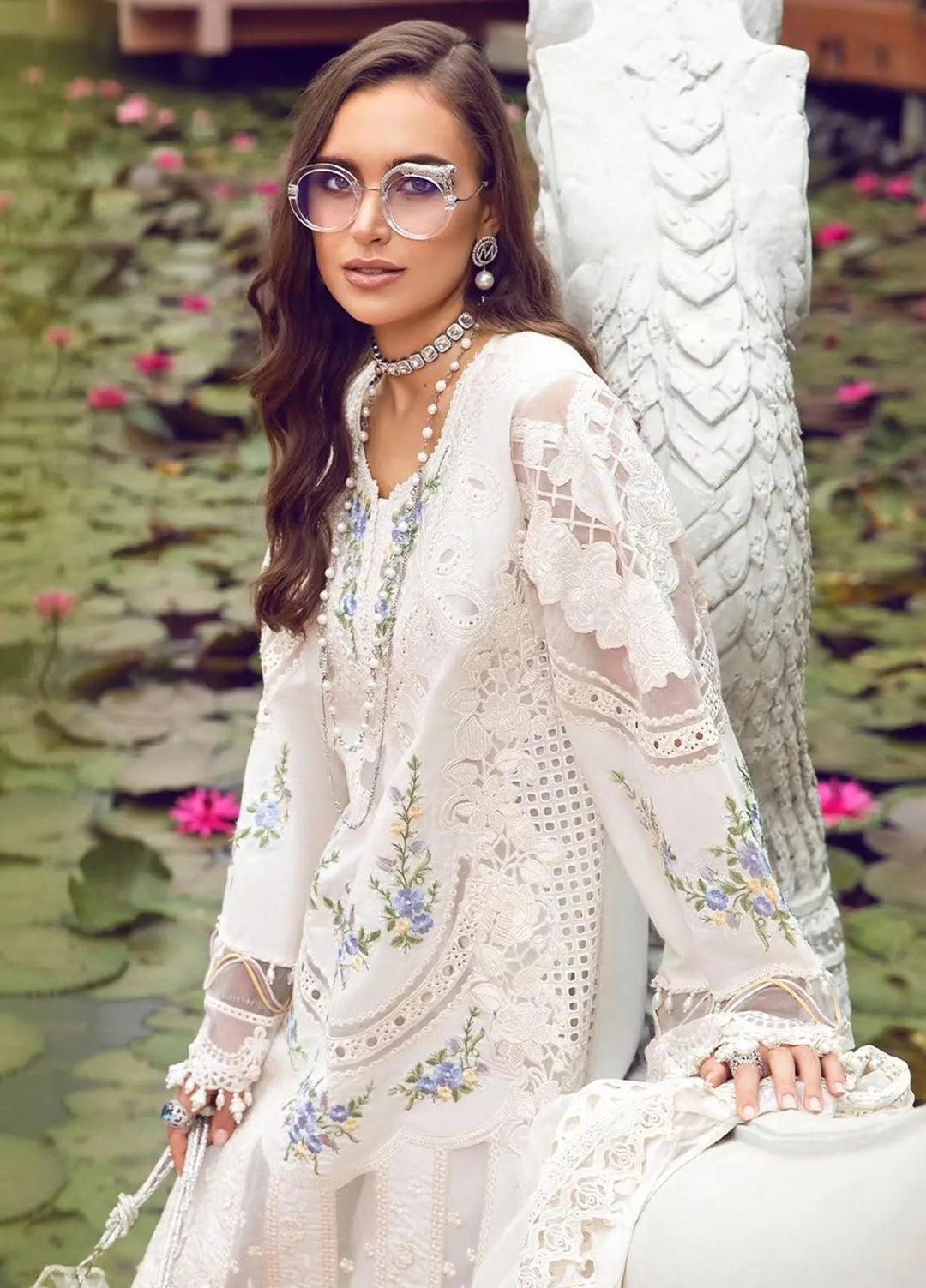 Maria B Embroidered Lawn Suit Unstitched 3 Piece MB24E D-04 - Luxury Collection