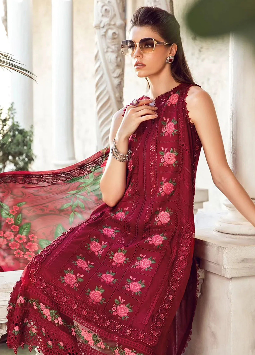Maria B Embroidered Lawn Suit Unstitched 3 Piece MB24E D-05 - Luxury Collection