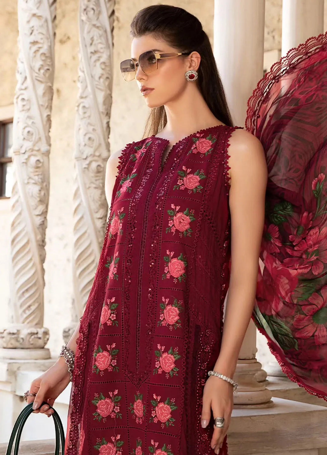 Maria B Embroidered Lawn Suit Unstitched 3 Piece MB24E D-05 - Luxury Collection