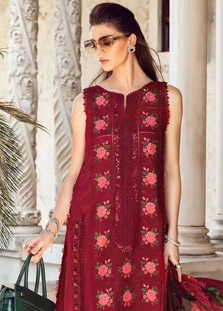 Maria B Embroidered Lawn Suit Unstitched 3 Piece MB24E D-05 - Luxury Collection