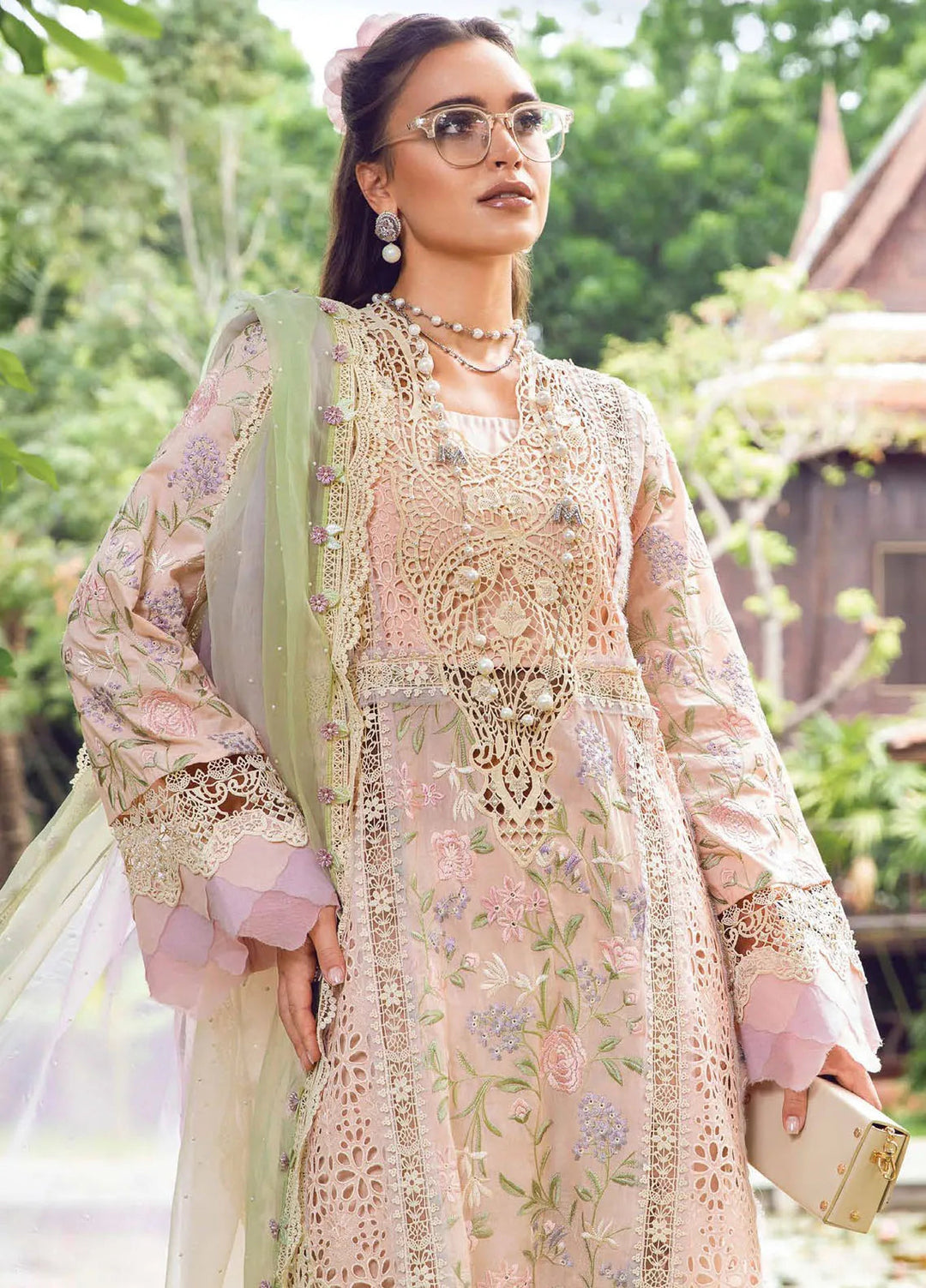Maria B Embroidered Lawn Suit Unstitched 3 Piece MB24E D-07 - Luxury Collection