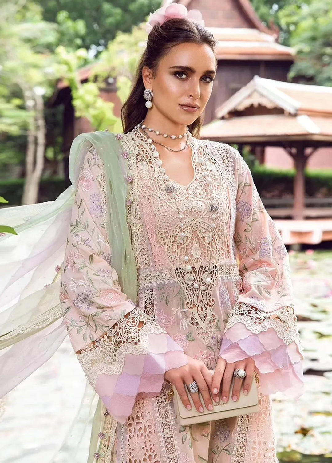 Maria B Embroidered Lawn Suit Unstitched 3 Piece MB24E D-07 - Luxury Collection