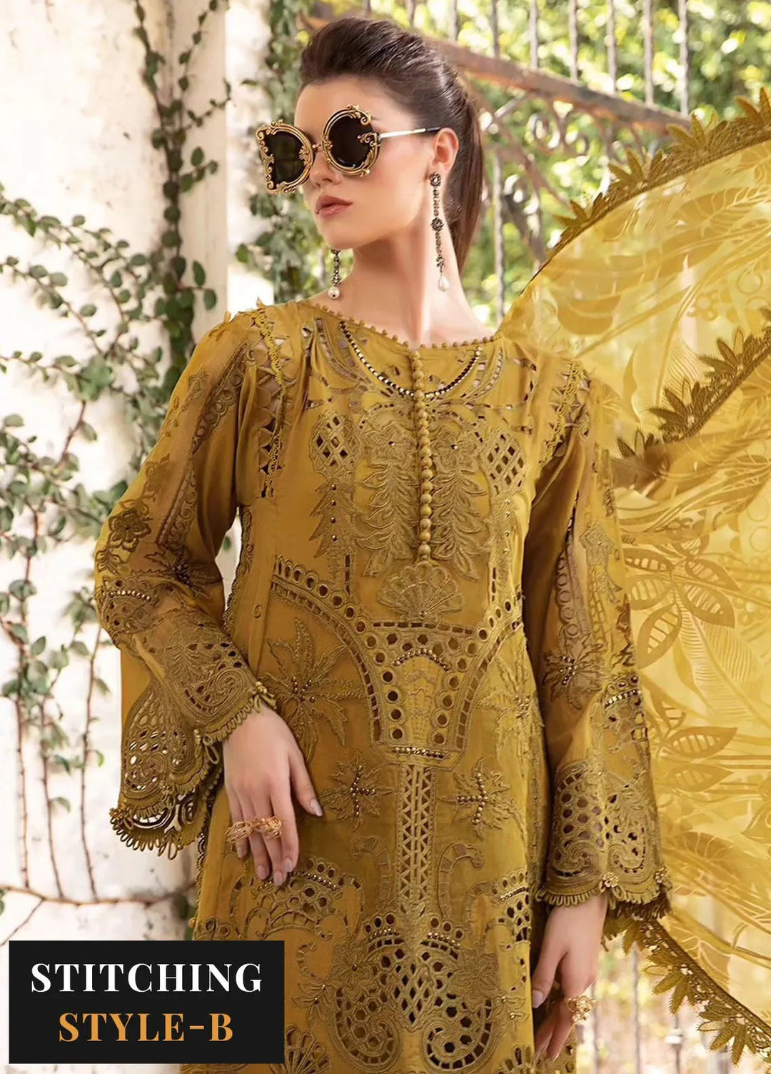 Maria B Embroidered Lawn Suit Unstitched 3 Piece MB24E D-08 - Luxury Collection