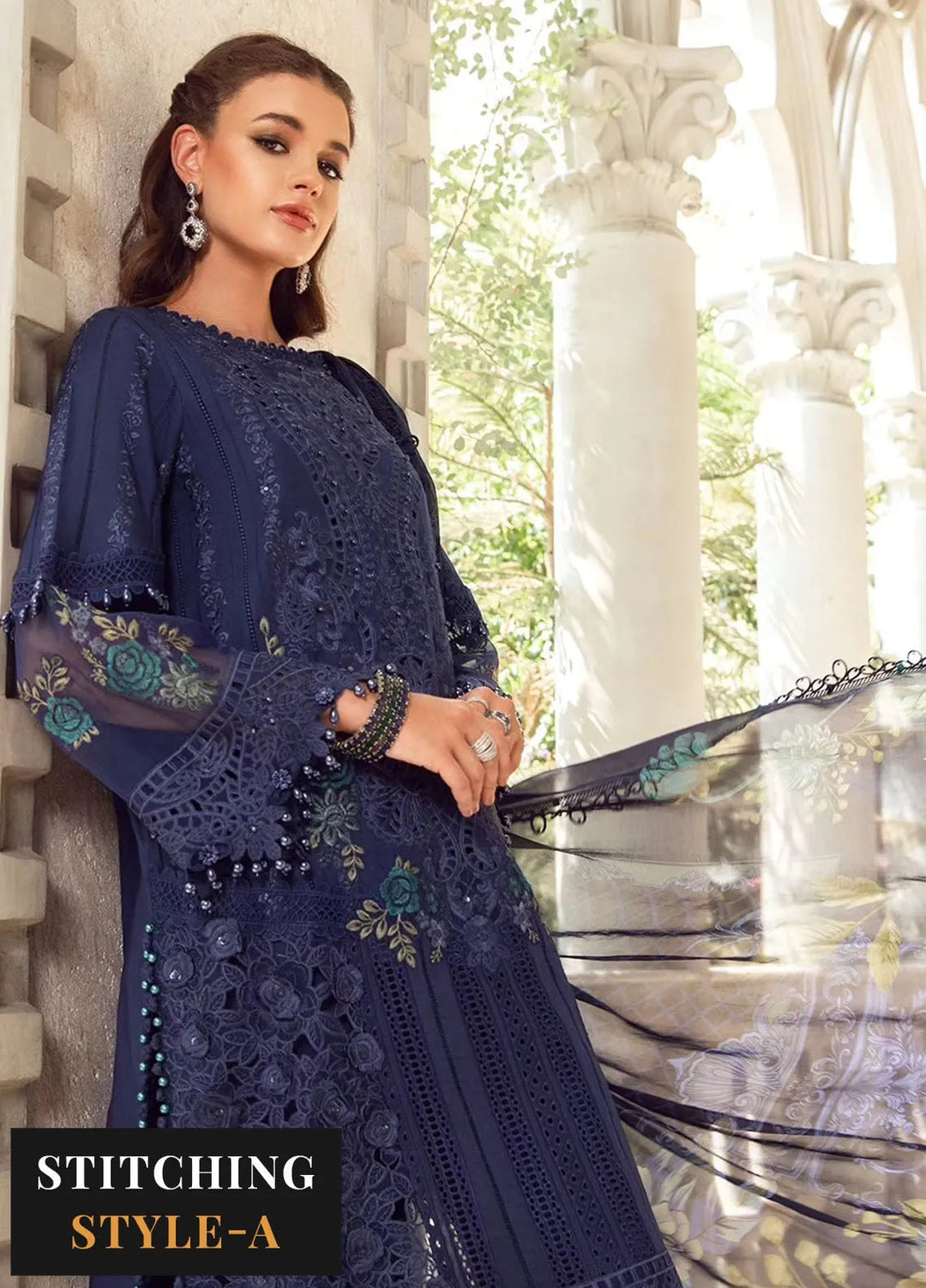 Maria B Embroidered Lawn Suit Unstitched 3 Piece MB24E D-09 - Luxury Collection