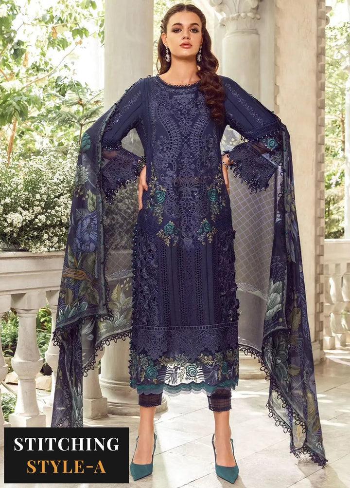 Maria B Embroidered Lawn Suit Unstitched 3 Piece MB24E D-09 - Luxury Collection