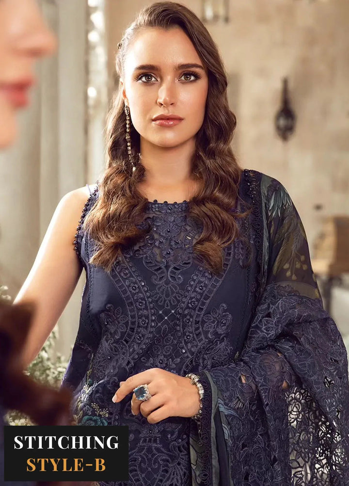 Maria B Embroidered Lawn Suit Unstitched 3 Piece MB24E D-09 - Luxury Collection
