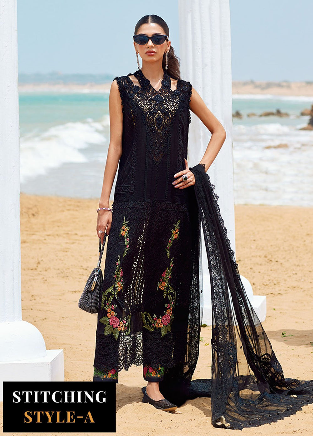 Minor Defect - Maria B Embroidered Lawn Suits Unstitched 3 Piece MB25LL D-01 - Summer Collection