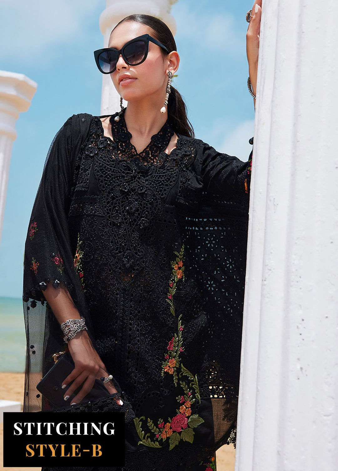 Maria B Embroidered Lawn Suits Unstitched 3 Piece MB25LL D-01 - Summer Collection