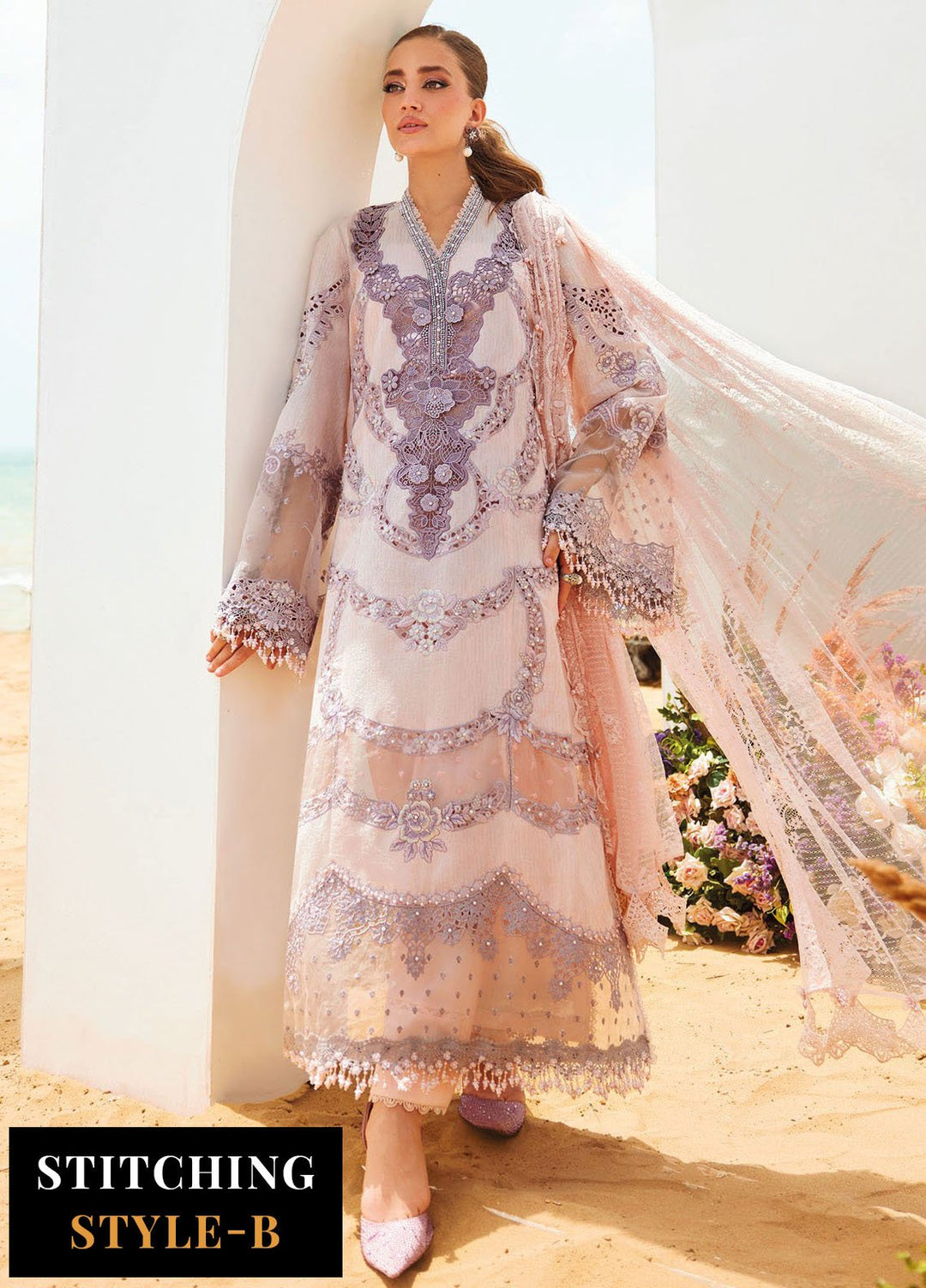 Minor Defect - Maria B Embroidered Lawn Suits Unstitched 3 Piece MB25LL D-02 - Summer Collection