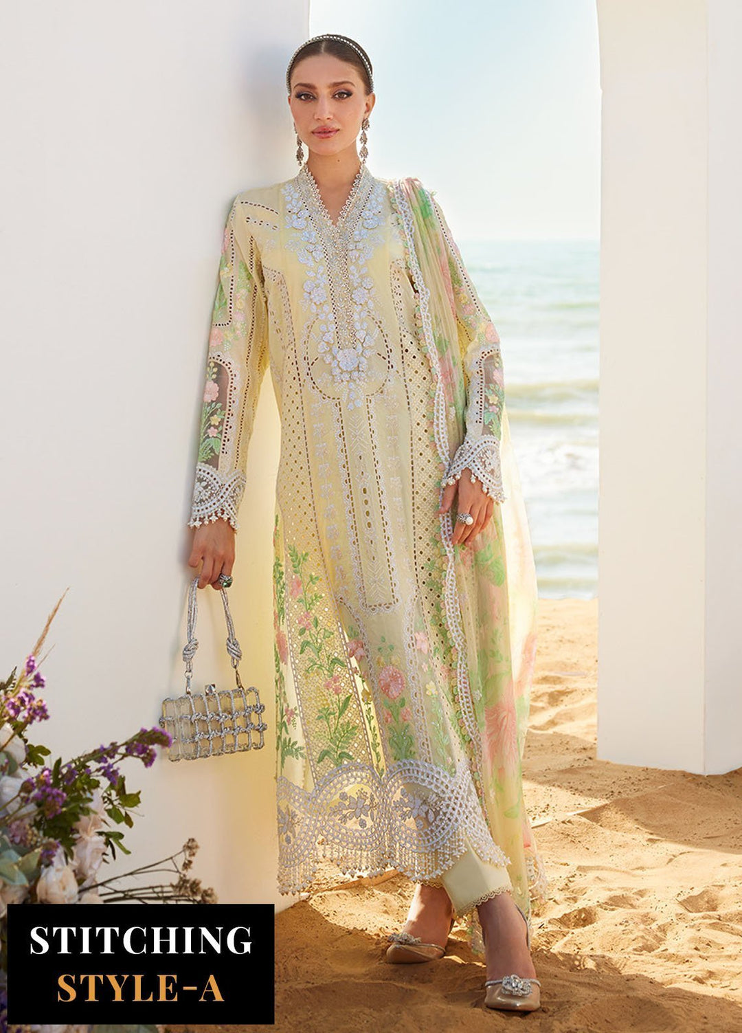Maria B Embroidered Lawn Suits Unstitched 3 Piece MB25LL D-04 - Summer Collection