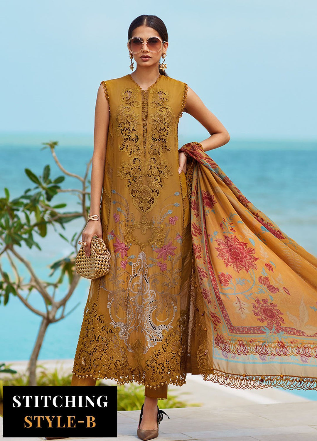 Maria B Embroidered Lawn Suits Unstitched 3 Piece MB25LL D-06 - Summer Collection