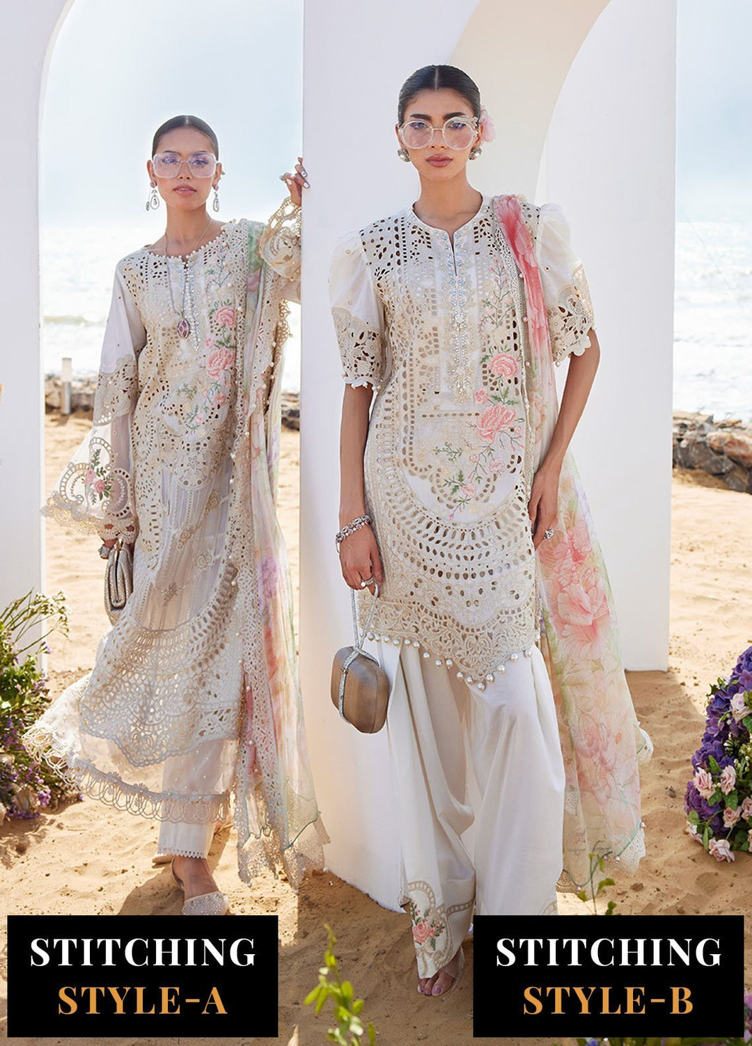 Maria B Embroidered Lawn Suits Unstitched 3 Piece MB25LL D-07 - Summer Collection