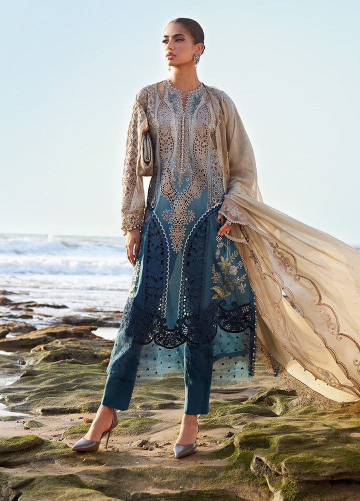 Maria B Embroidered Lawn Suits Unstitched 3 Piece MB25LL D-08 - Summer Collection