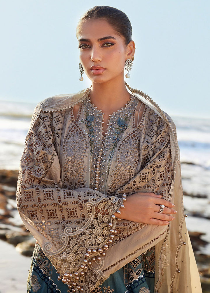 Maria B Embroidered Lawn Suits Unstitched 3 Piece MB25LL D-08 - Summer Collection