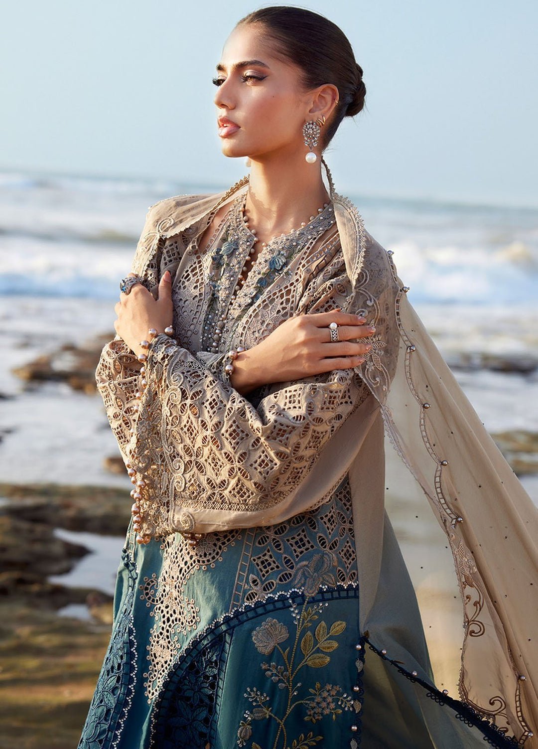 Maria B Embroidered Lawn Suits Unstitched 3 Piece MB25LL D-08 - Summer Collection