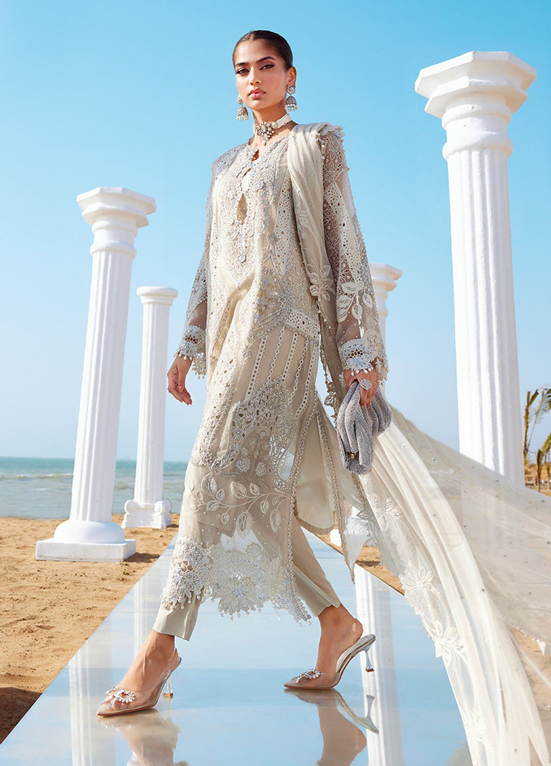 Maria B Embroidered Lawn Suits Unstitched 3 Piece MB25LL D-09 - Summer Collection