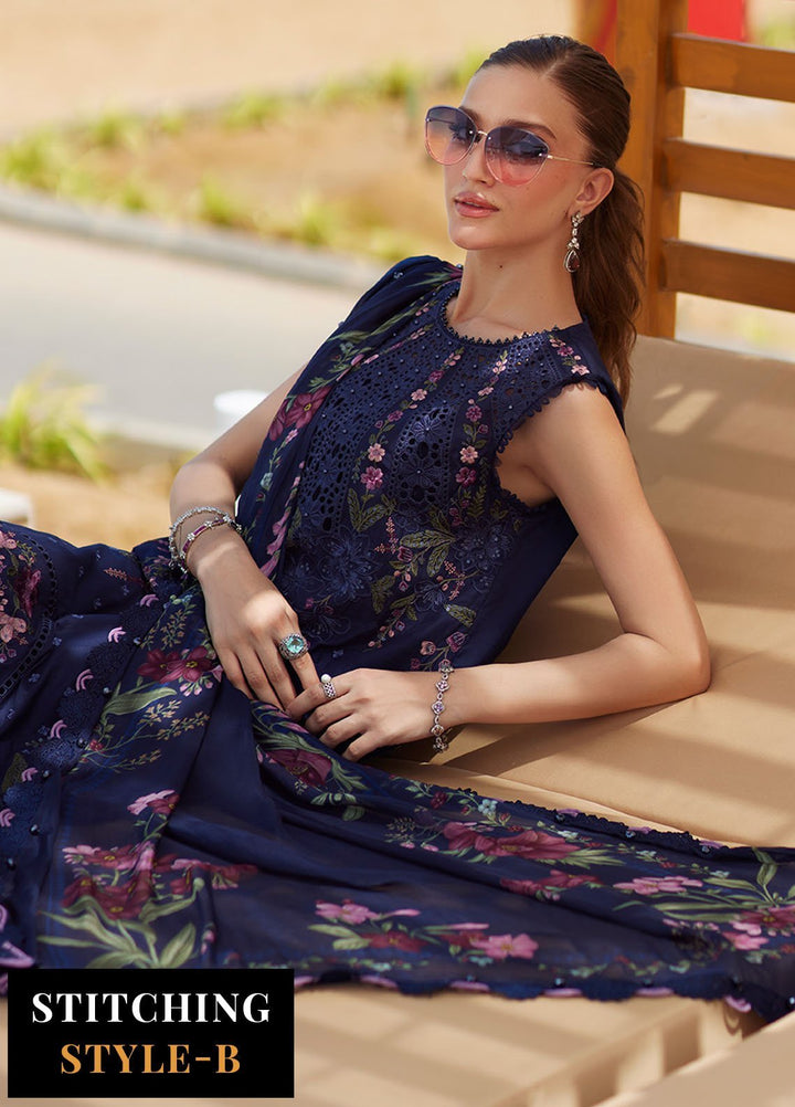Maria B Embroidered Lawn Suits Unstitched 3 Piece MB25LL D-10 - Summer Collection