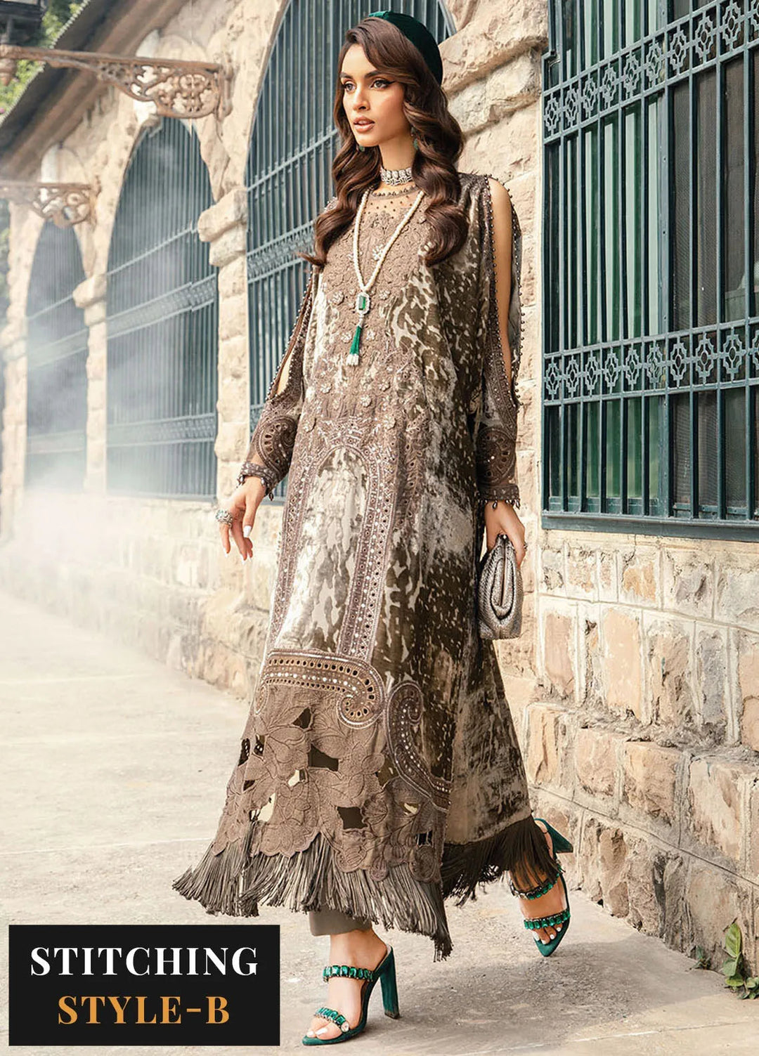 Maria B Embroidered Suit Unstitched 3 Piece D-01 - Winter Collection