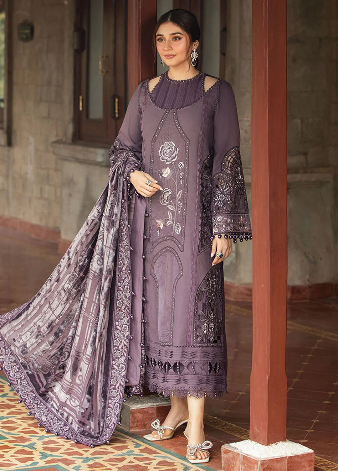 Maria B Embroidered Suit Unstitched 3 Piece D-02 - Winter Collection