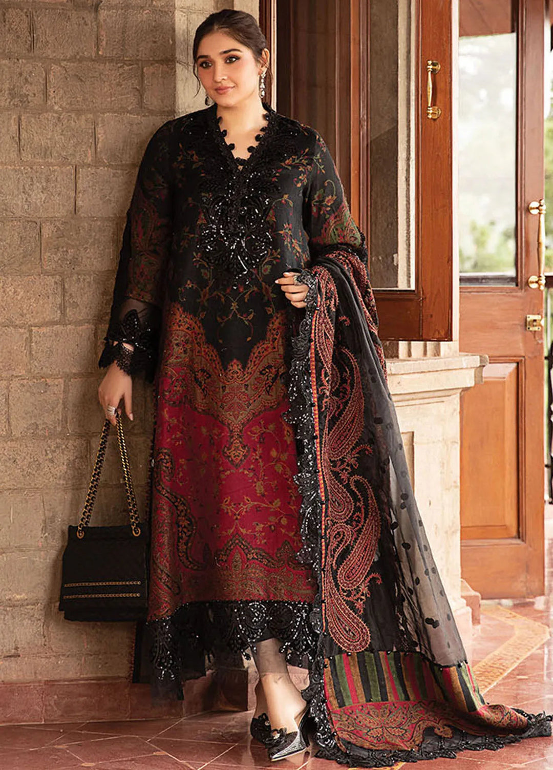 Maria B Embroidered Suit Unstitched 3 Piece D-04 - Winter Collection