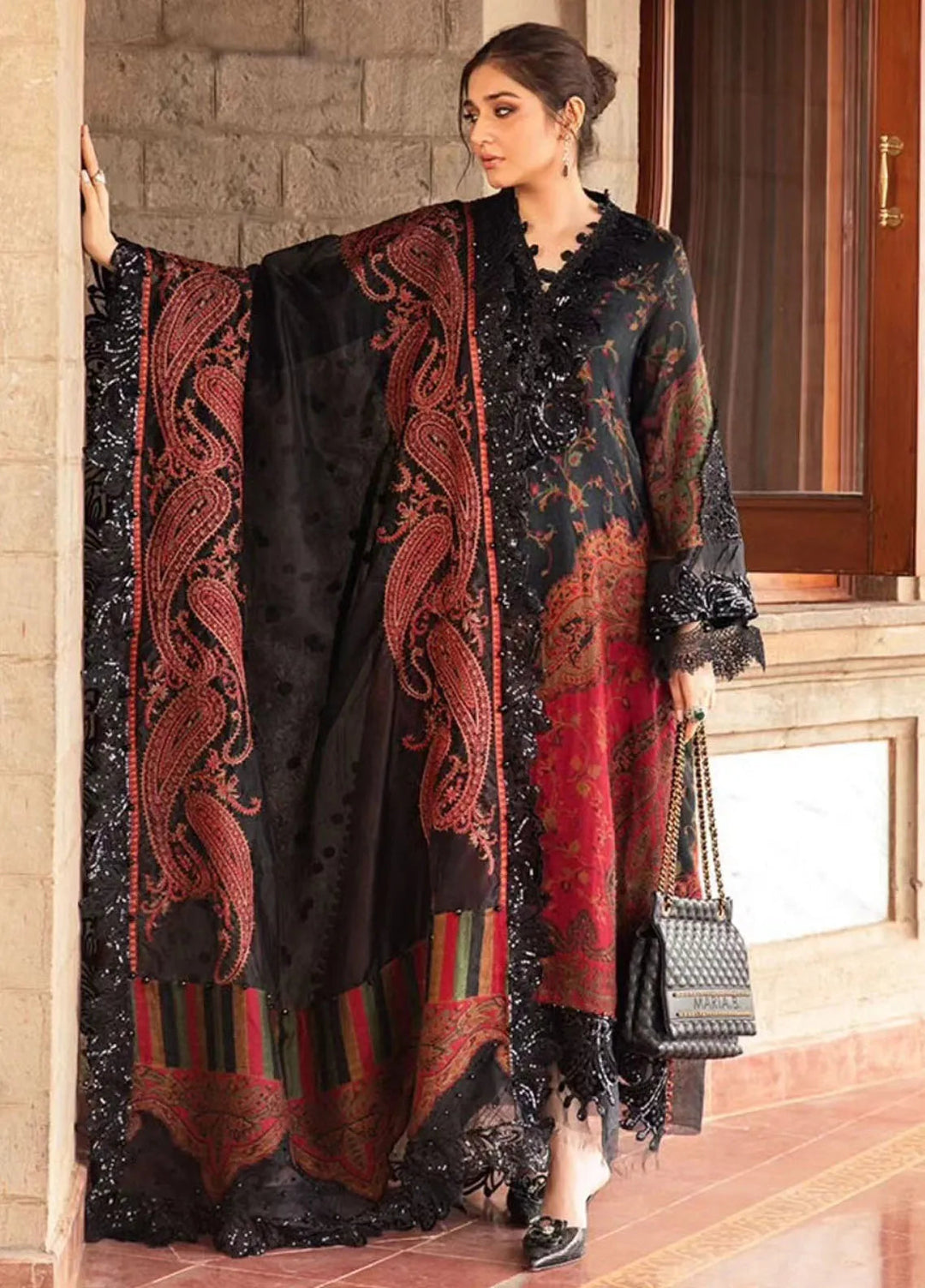 Maria B Embroidered Suit Unstitched 3 Piece D-04 - Winter Collection