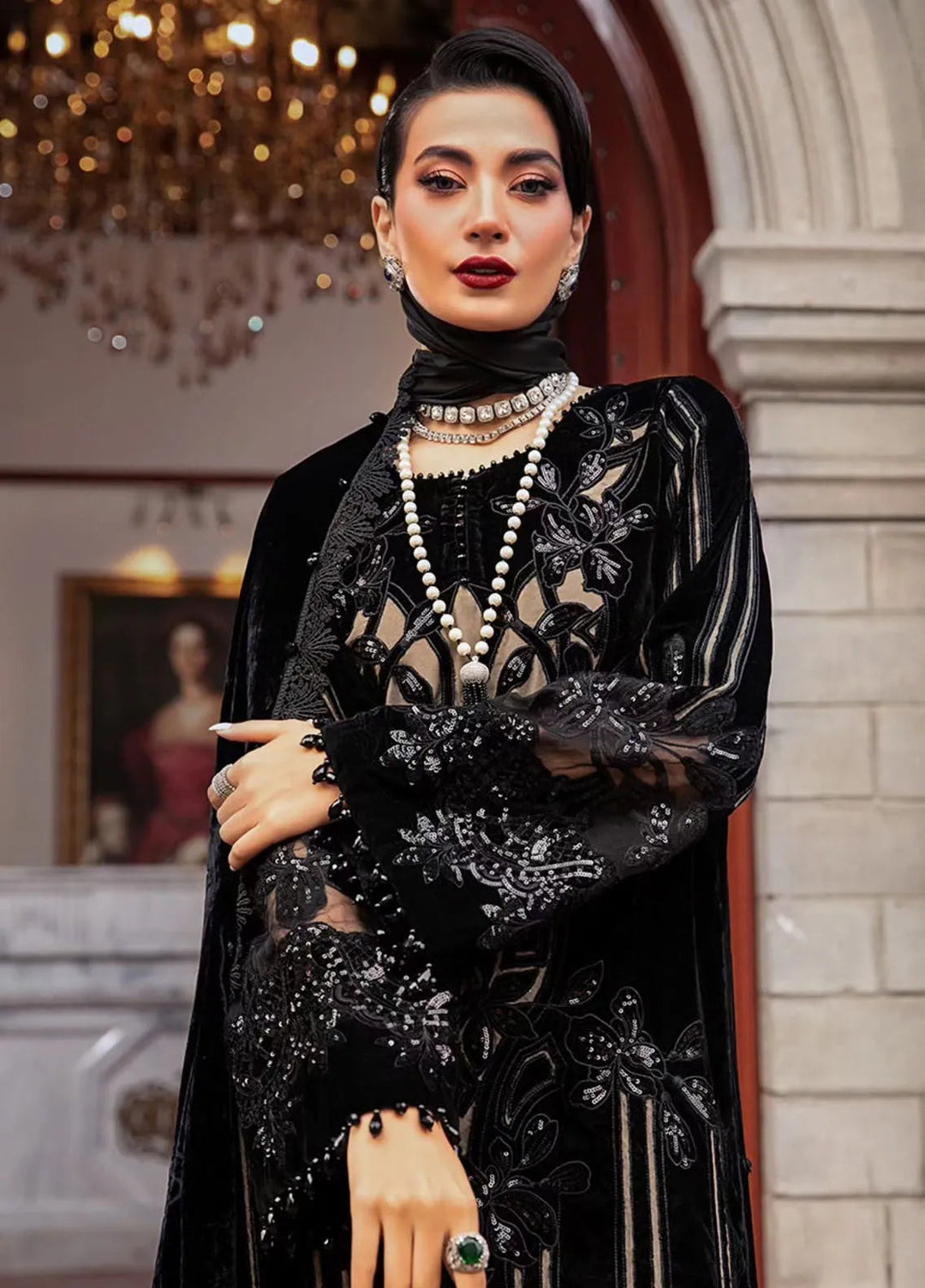 Maria B Embroidered Suit Unstitched 3 Piece D-05 - Winter Collection