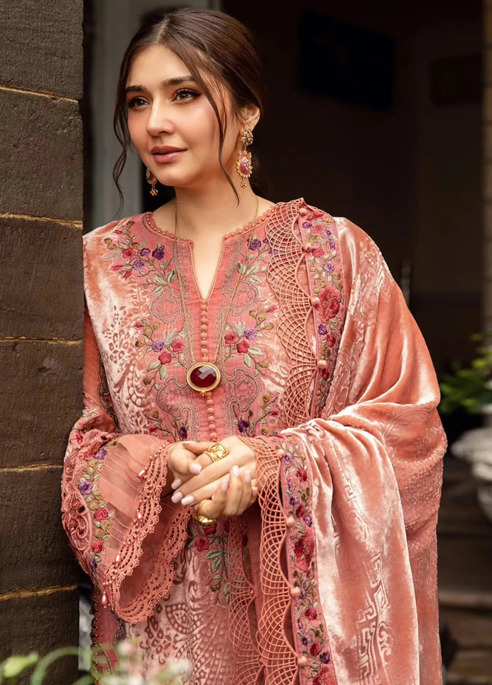 Maria B Embroidered Suit Unstitched 3 Piece D-06 - Winter Collection