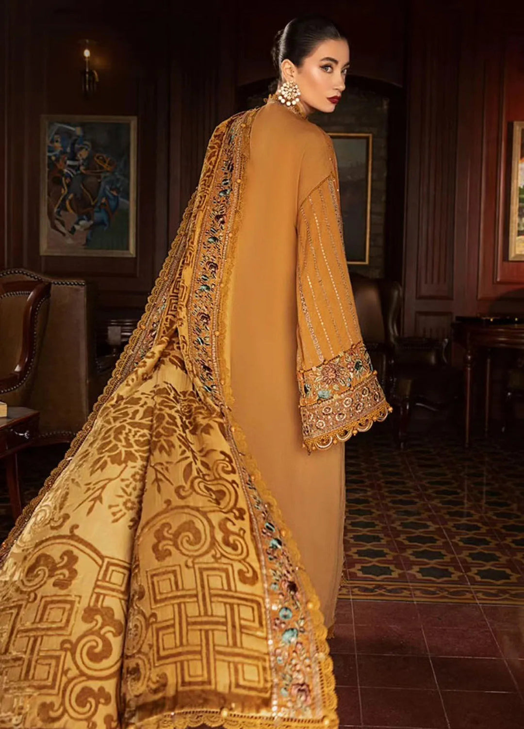 Maria B Embroidered Suit Unstitched 3 Piece D-07 - Winter Collection