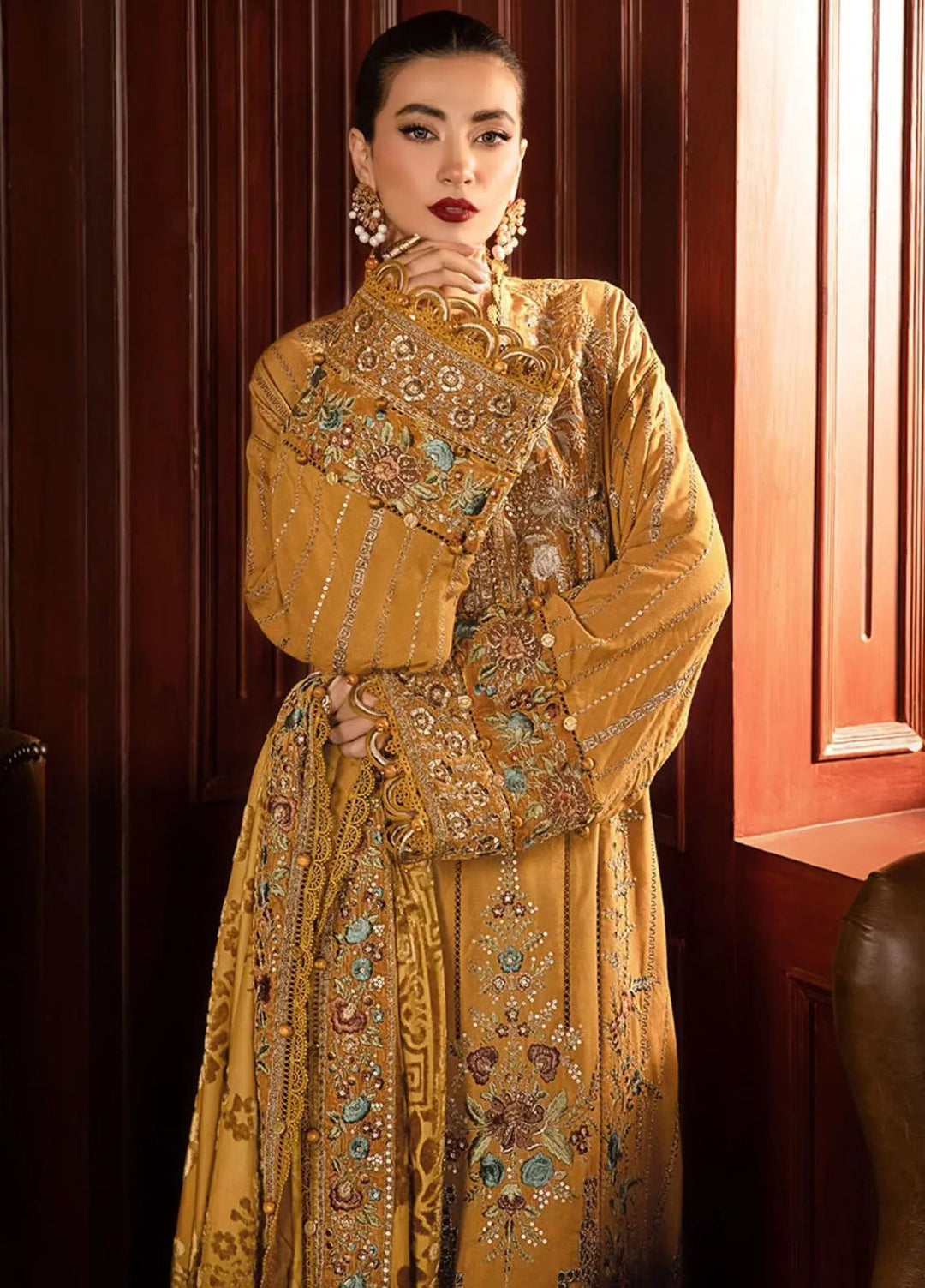 Maria B Embroidered Suit Unstitched 3 Piece D-07 - Winter Collection