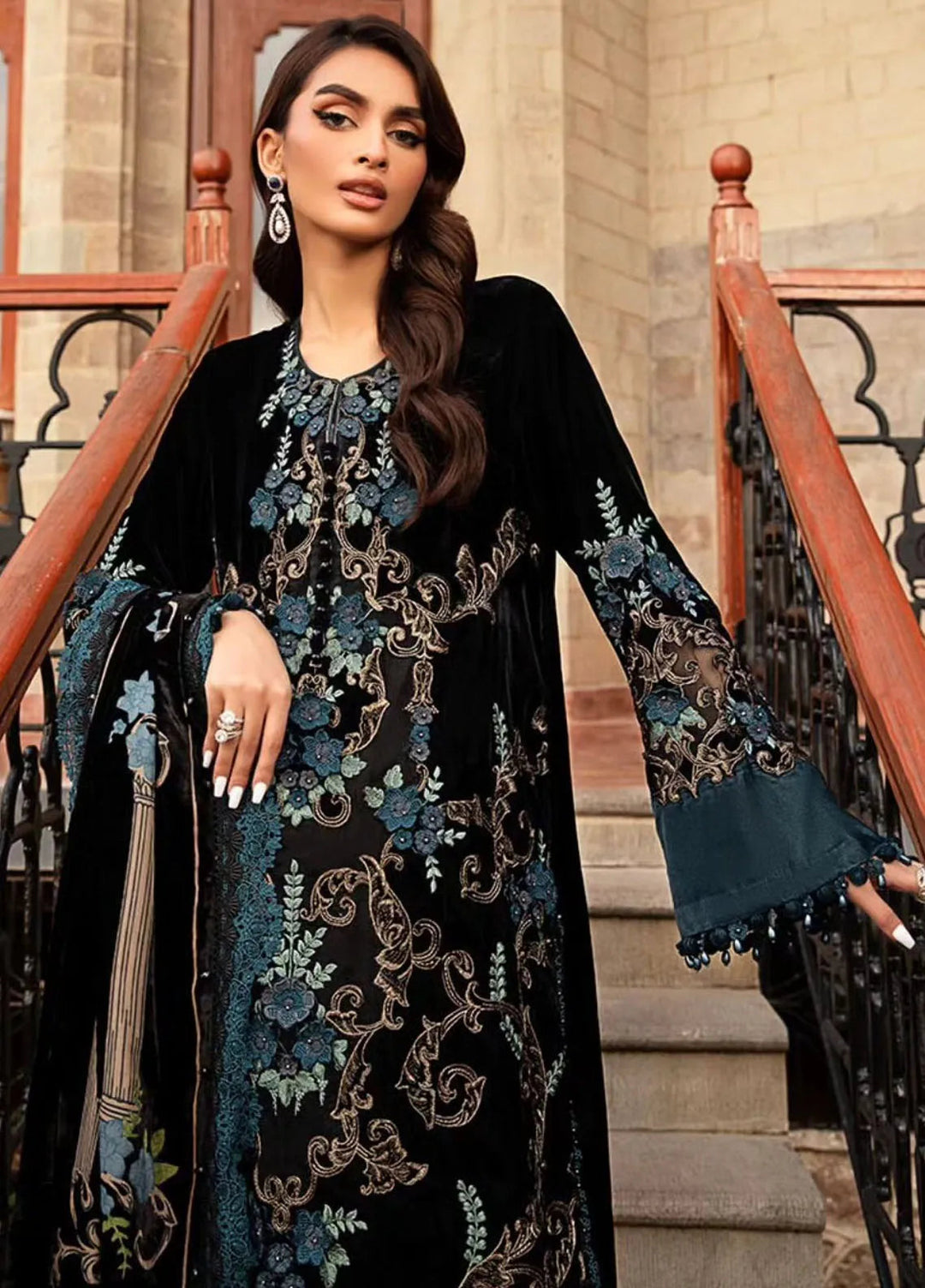 Maria B Embroidered Suit Unstitched 3 Piece D-08 - Winter Collection